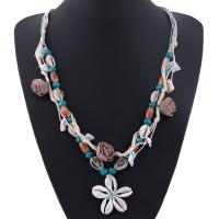 coquille collier de chandail, avec tissu & corde de coton, Placage, bijoux de mode & pour femme, plus de couleurs à choisir, 650*42mm, Vendu par brin