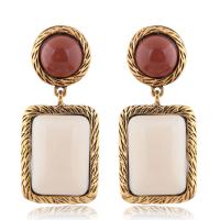 Resin Zinc Alloy Earring, with Resin, stainless steel post pin, plated, for woman 54*24mm 