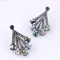 Zinc Alloy Rhinestone Stud Earring, with Czech Rhinestone, stainless steel post pin, plated, for woman 