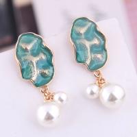 Plastic Pearl Zinc Alloy Earring, with Plastic Pearl, stainless steel post pin, plated, for woman 36*14mm 