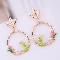 Enamel Zinc Alloy Drop Earring, stainless steel post pin, plated, for woman 36*23mm 