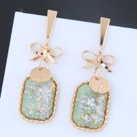 Resin Zinc Alloy Earring, with Resin, stainless steel post pin, plated, for woman 48*15mm 