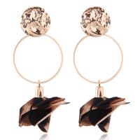 Zinc Alloy Drop Earring, with Cloth, stainless steel post pin, plated, fashion jewelry & for woman, golden, 60*25mm 