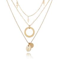 Цинкового сплава ожерелье, цинковый сплав, с Ракушка, плакирован золотом, три слоя & ювелирные изделия моды & Женский, продается Strand
