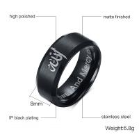 Titanium Steel Finger Ring, fashion jewelry & for man, black, 8mm, US Ring 