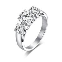 Titanium Steel Finger Ring, fashion jewelry & micro pave cubic zirconia & for woman, silver color, 6mm, US Ring 