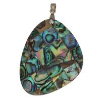 Brass Shell Pendants, with Abalone Shell, silver color plated Approx 4mm 