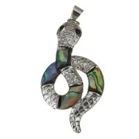 Brass Shell Pendants, with Abalone Shell, Snake, silver color plated Approx 