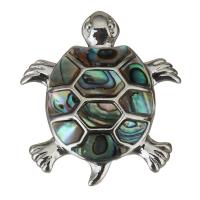 Brass Shell Pendants, with Abalone Shell, Turtle, silver color plated Approx 