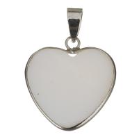 Brass Shell Pendants, with White Shell, Heart, silver color plated Approx 