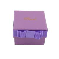 Cardboard Ring Box, with Sponge & Velveteen, with ribbon bowknot decoration, purple 