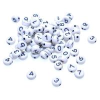 Acryl Schmuck Perlen, flache Runde, Spritzlackierung, zufällig gesendet, gemischte Farben, 4x7mm, Bohrung:ca. 1mm, ca. 3600PCs/Tasche, verkauft von Tasche