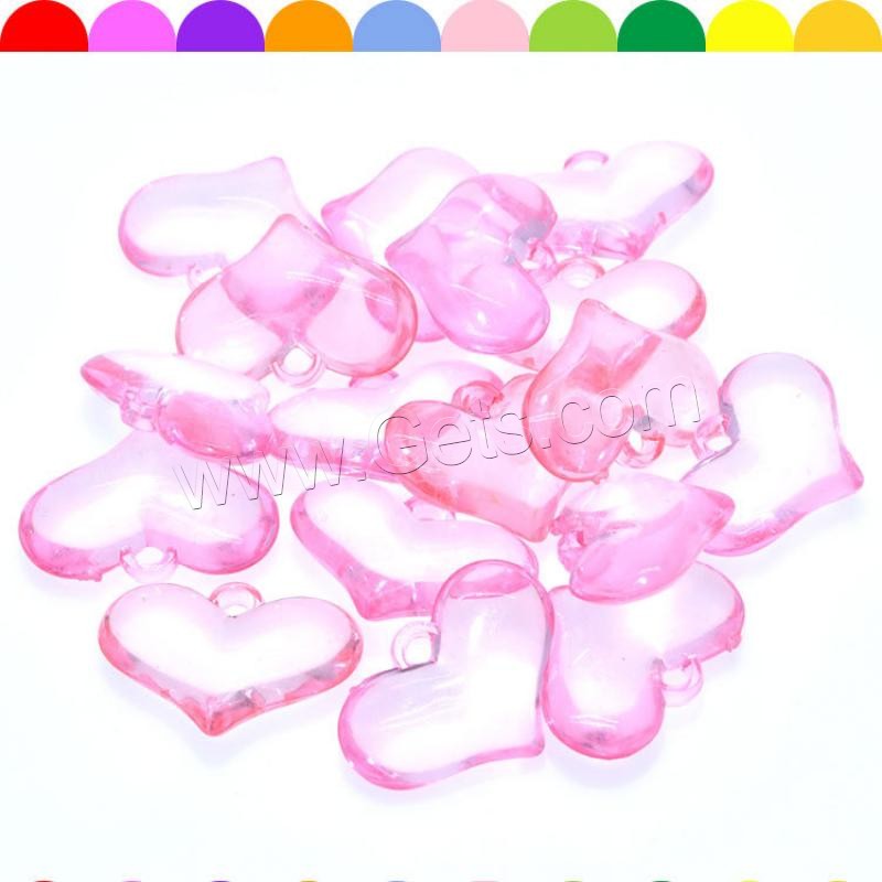 Acryl Schmuck Anhänger, Herz, Spritzgießen, zufällig gesendet & verschiedene Größen vorhanden, gemischte Farben, Bohrung:ca. 1mm, verkauft von Tasche