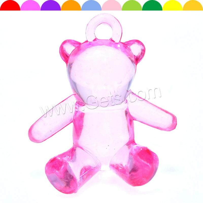 Acrylic Jewelry Pendant, Bear, injection moulding, different size for choice, more colors for choice, Hole:Approx 1mm, Sold By Bag