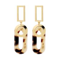 Acryl Tropfen Ohrring, mit Messing, Geometrisches Muster, Modeschmuck & für Frau & hohl, Goldfarbe, 52x14mm, verkauft von Paar