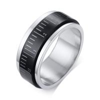 Titanium Steel Finger Ring, silver color plated, fashion jewelry & for man, black 