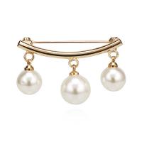 Zinc Alloy Jewelry Brooch, with Plastic Pearl, plated, Korean style & for woman 