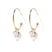 Zinc Alloy Drop Earring, with Freshwater Pearl, gold color plated, Korean style & for woman 