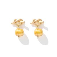 Freshwater Pearl Brass Earring, with Freshwater Pearl, Korean style & for woman, golden 