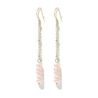Freshwater Pearl Brass Earring, with Freshwater Pearl, gold color plated, Korean style & for woman, pink 