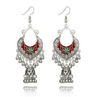 Enamel Zinc Alloy Drop Earring, brass earring hook, plated, fashion jewelry & for woman, silver color 