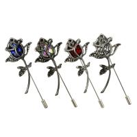 Rhinestone Zinc Alloy Brooch, with Crystal, Rose, plated, for woman & with rhinestone 