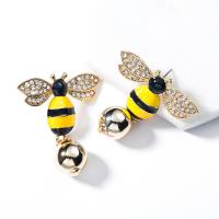 Enamel Zinc Alloy Drop Earring, with Acrylic, Bee, gold color plated, for woman 