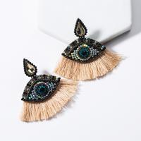 Zinc Alloy Tassel Earring, with Cotton Thread & Acrylic, fashion jewelry & for woman 