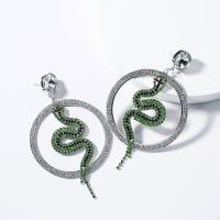 Glass Zinc Alloy Earring, with Glass, fashion jewelry & for woman & with rhinestone, silver color 