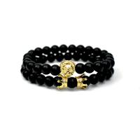 Gemstone Bracelets, with Brass, Lion, plated, Unisex & micro pave cubic zirconia Approx 7.5 Inch 