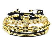 Cubic Zirconia Micro Pave Brass Bracelet, Crown, plated, Unisex & micro pave cubic zirconia Approx 7.5 Inch 