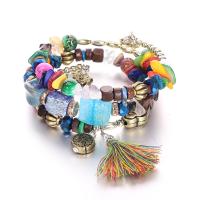 Zinc Alloy Turquoise Bracelets, with turquoise & Glass, plated, Bohemian style & for woman 65mm Approx 7.8 Inch 