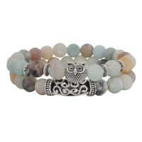 Gemstone Bracelets, with Zinc Alloy, Owl & for woman, 8mm, 15mm Approx 7 Inch 