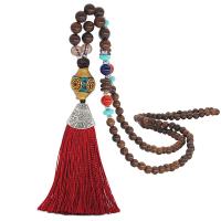 Holz Strickjacke-Kette Necklace, mit Baumwollfaden & Zinklegierung, unisex & verschiedene Stile für Wahl, 110mm, Länge:ca. 31.4 ZollInch, verkauft von Strang
