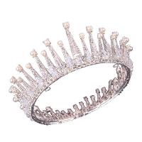 Bridal Tiaras, Zinc Alloy, with Crystal & Plastic Pearl, plated, fashion jewelry & wedding gift & for woman 