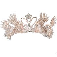 Bridal Tiaras, Zinc Alloy, with Crystal & Plastic Pearl, plated, fashion jewelry & wedding gift & for woman, golden 