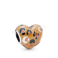Zinc Alloy Heart Beads, with enamel, DIY, earth yellow Approx 