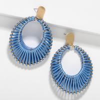 Rattan Earring, Zinc Alloy, with Rattan, gold color plated, fashion jewelry & woven pattern & for woman 