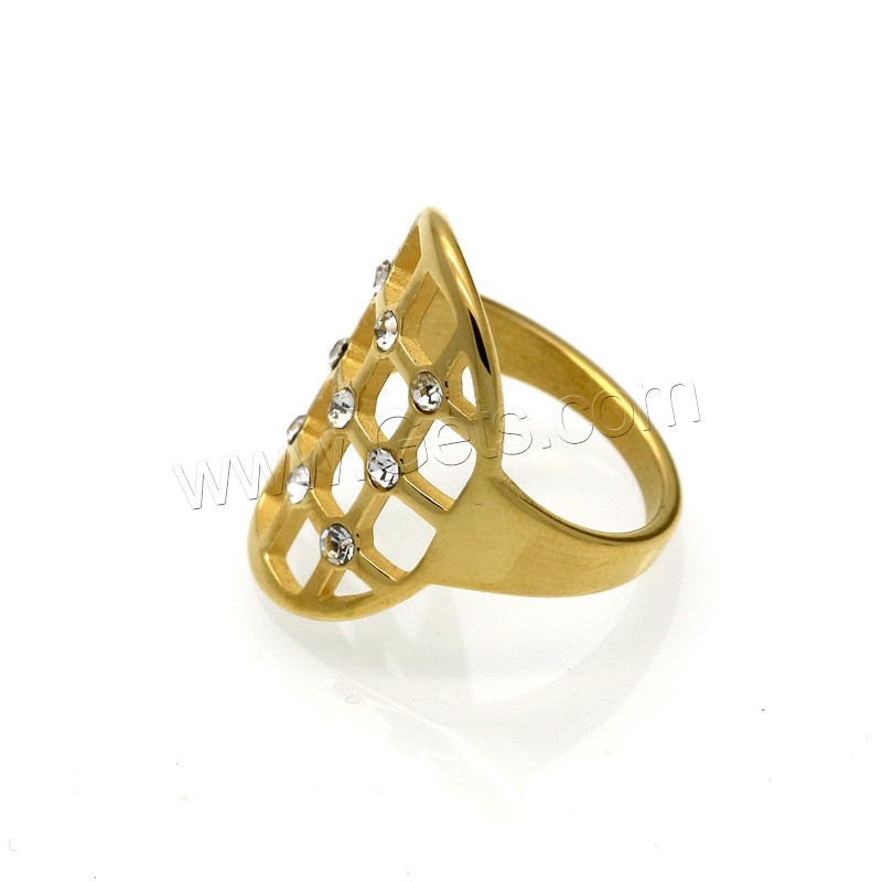 Rhinestone Stainless Steel Finger Ring, 316L Stainless Steel, plated, Unisex & different size for choice & with rhinestone, more colors for choice, 23mm, US Ring Size:6-9, Sold By PC