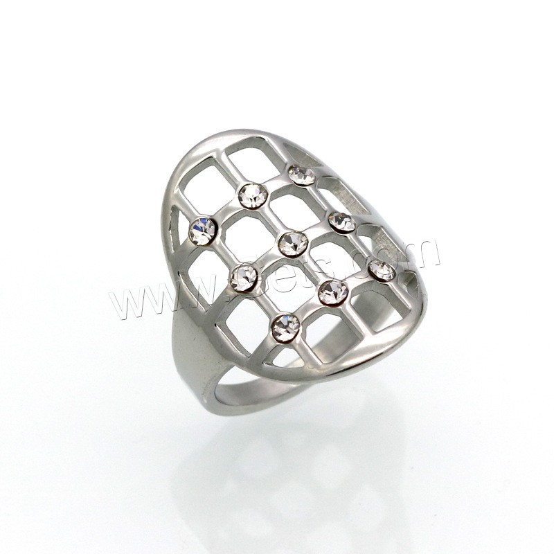 Нержавеющая сталь Rhinestone палец кольцо, Нержавеющая сталь 316, Другое покрытие, Мужская & разный размер для выбора & со стразами, Много цветов для выбора, 23mm, размер:6-9, продается PC