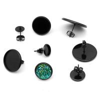 Stainless Steel Earring Stud Component, plated, fashion jewelry black 