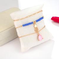 Zinc Alloy Anklet, with Seedbead, plated, three pieces & fashion jewelry & for woman, golden 