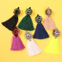 Zinc Alloy Drop Earring, with Polyester, fashion jewelry & for woman & with rhinestone 