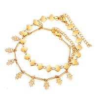 Zinc Alloy Anklet, with 5cm extender chain, gold color plated, 2 pieces & Adjustable & Unisex Approx 7.7 Inch 