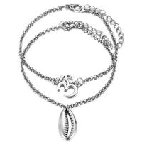 Zinc Alloy Anklet, with 5cm extender chain, silver color plated, 2 pieces & Adjustable & Unisex & rolo chain Approx 8.5 Inch 