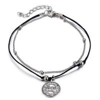 Zinc Alloy Anklet, with Nylon Cord, with 5cm extender chain, silver color plated, 2 pieces & Adjustable & Unisex Approx 9 Inch 