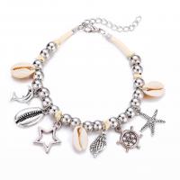 Zinc Alloy Anklet, with Shell, with 5cm extender chain, silver color plated, Adjustable & Unisex Approx 8.4 Inch 