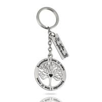 Stainless Steel Key Chain, Round, platinum color plated, Unisex & hollow, 25mmuff0c35mm 