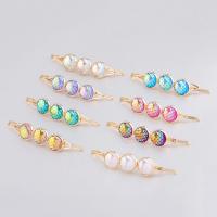 Hair Slide, Zinc Alloy, with Resin, Round, gold color plated, Korean style & for woman 12mm 
