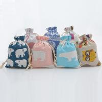 Linen Jewelry Pouches Bags, Polyester and Cotton, hot stamping mixed colors 